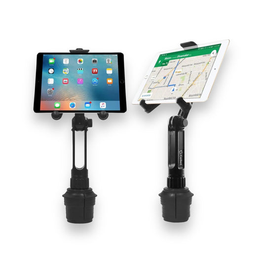 Cellet Tablet Mount with Cup Holder, adjustable and secure, ideal for hands-free use in cars, from xStore in Qatar.