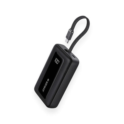 Anker Zolo Power Bank 10,000mAh 30W - Built-in USB-C Cable in Black, available now at xStore.qa in Qatar. 