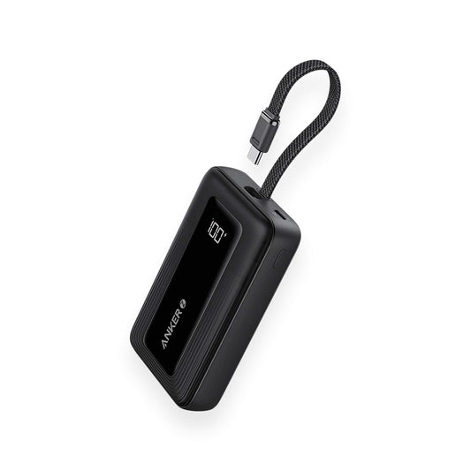 Anker Zolo Power Bank 10,000mAh 30W - Built-in USB-C Cable in Black, available now at xStore.qa in Qatar. 