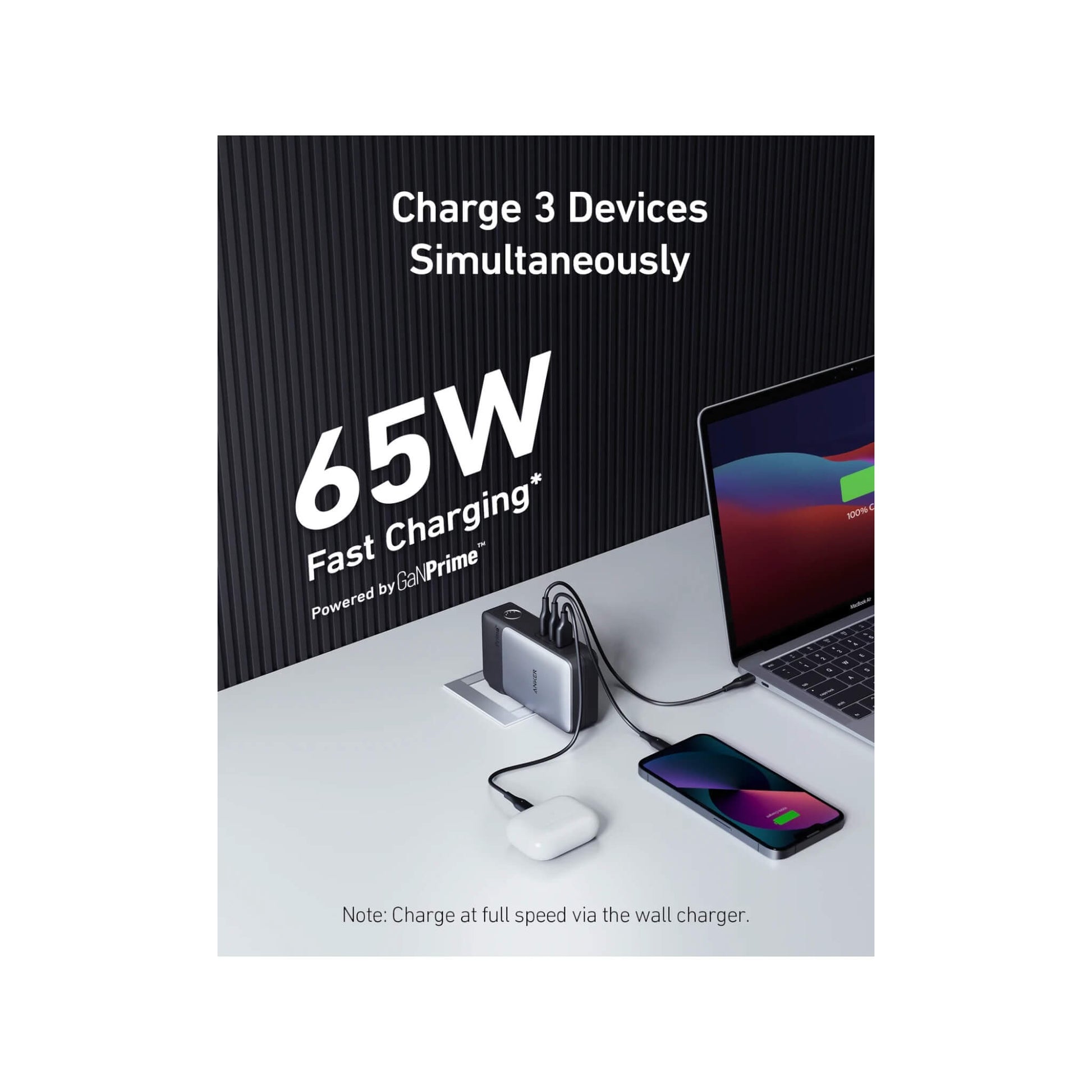 Charges up to 3 devices simultaneously with 2 USB-C ports and 1 USB-A port from xStore in Qatar.