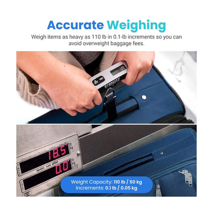 Luggage scale with precise measurements, tare function, and temperature sensor in °F and °C from xStore in Qatar
