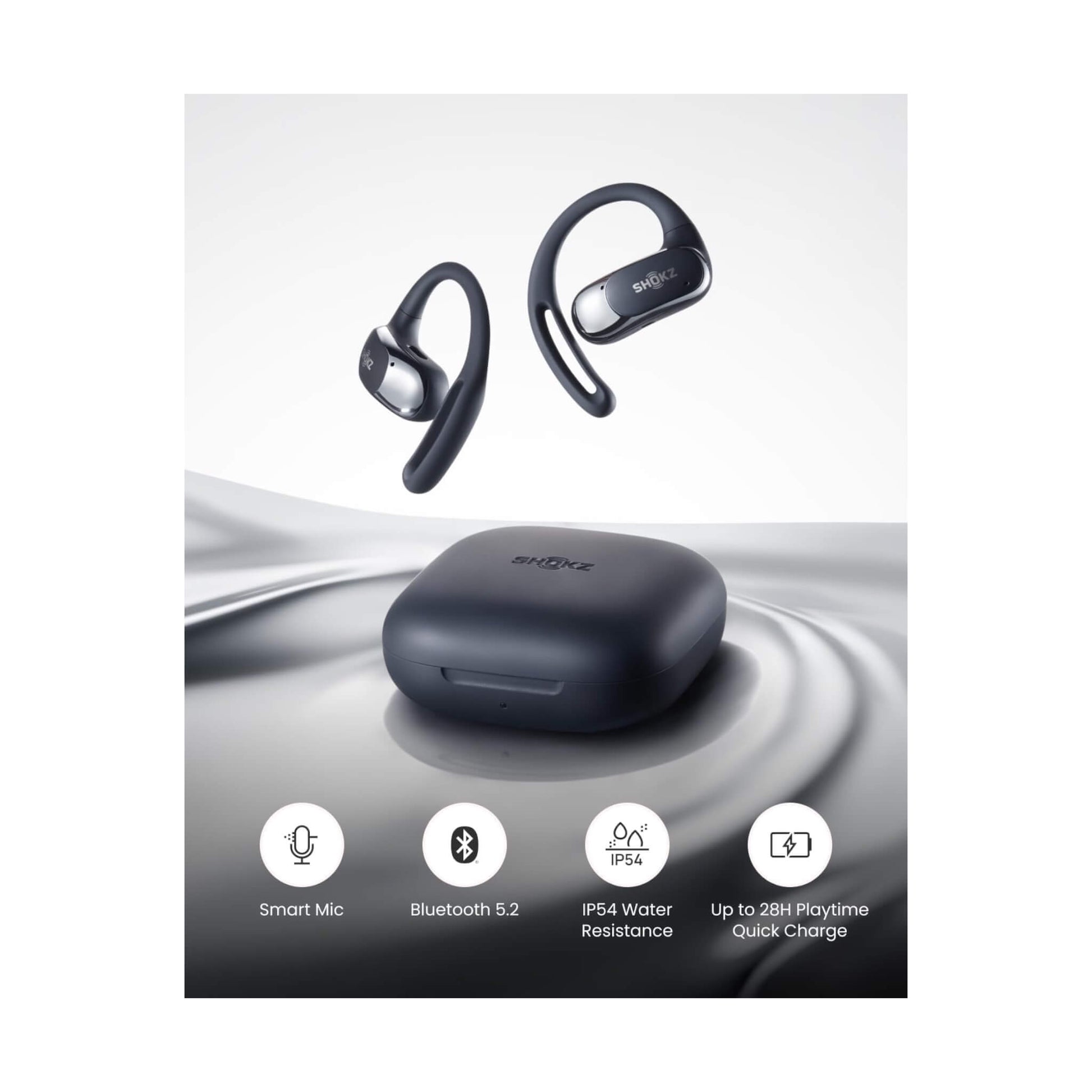 Open-ear earbuds with ergonomic earhooks for a secure, lightweight fit from xStore in Qatar
