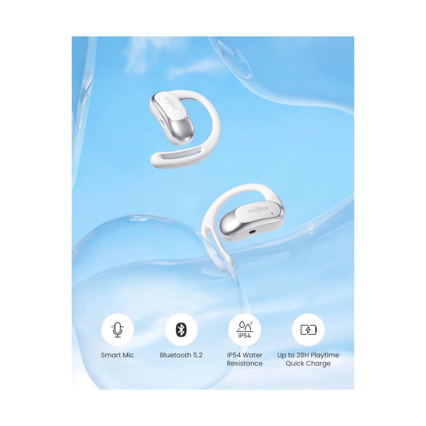 Open-ear earbuds with ergonomic earhooks for a secure, lightweight fit from xStore in Qatar
