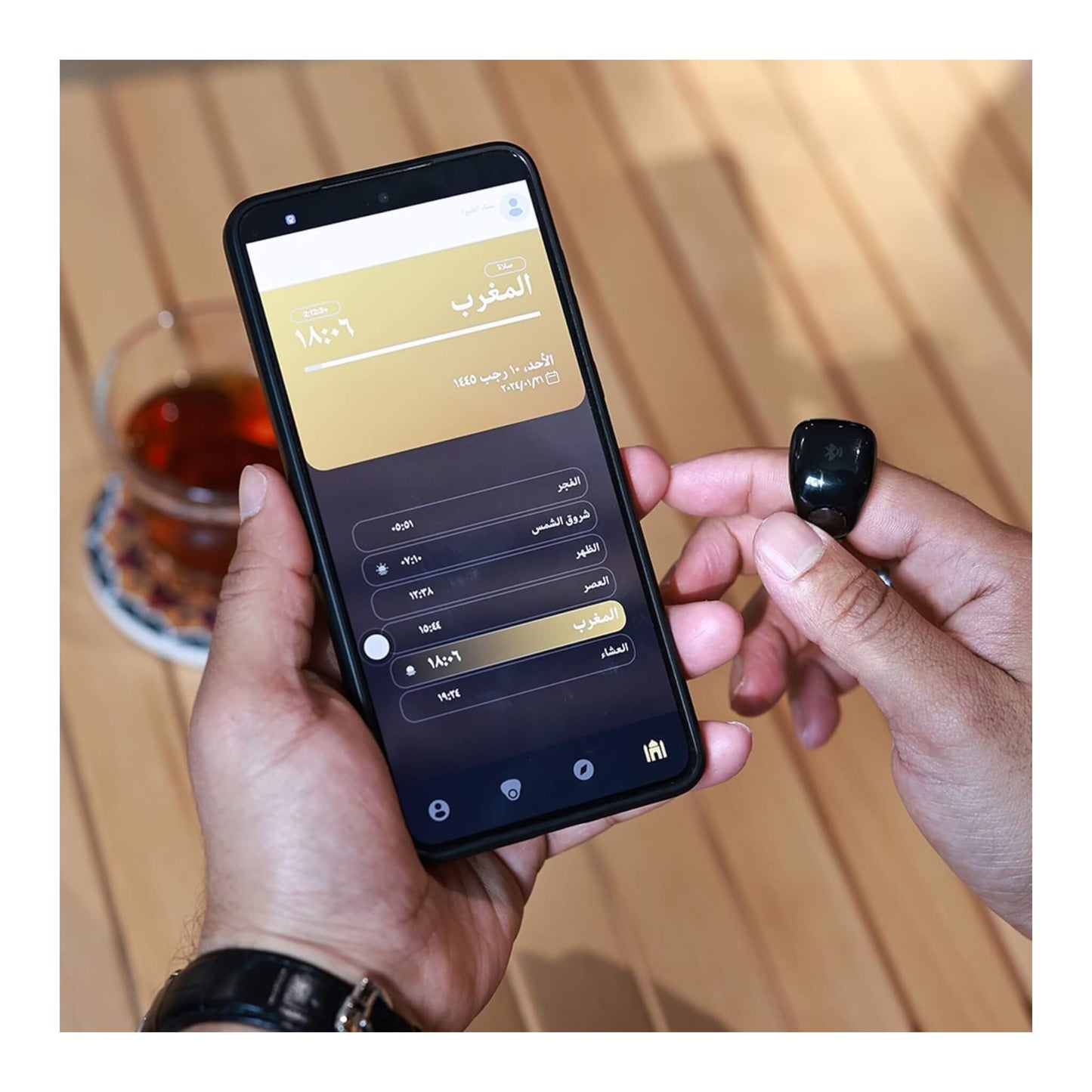 Smart Zikr ring lightweight design tracks prayers time and syncs with app from xStore.qa in Qatar.