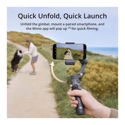 DJI Osmo Mobile 7P Gimbal Stabilizer supports external lighting and DJI Mic Mini audio reception from xStore.qa in Qatar.