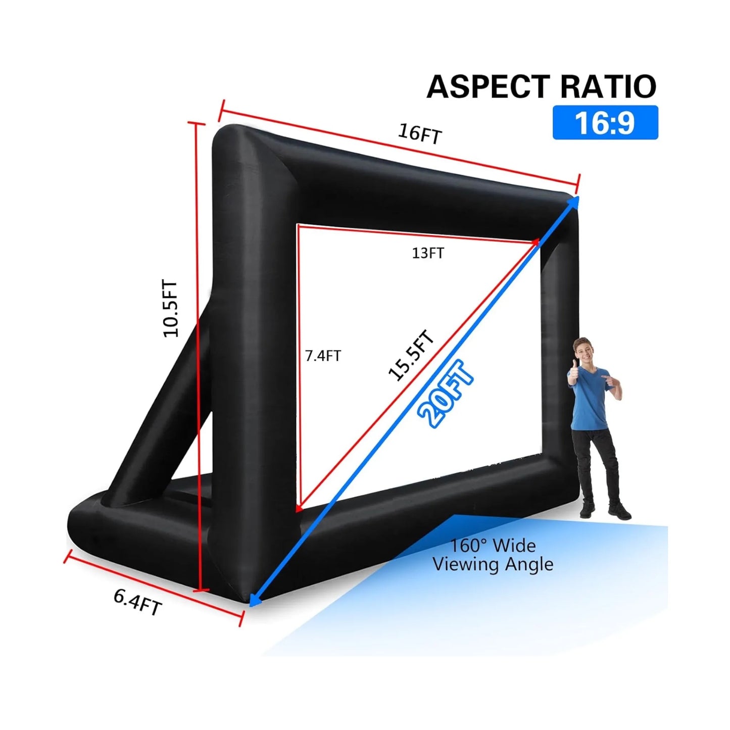 ⁨شاشة عرض للبروجكتور قابلة للنفخ مثالية للمسرح المنزلي والفعاليات الخارجية، متوفرة لدي اكس ستور في قطر.