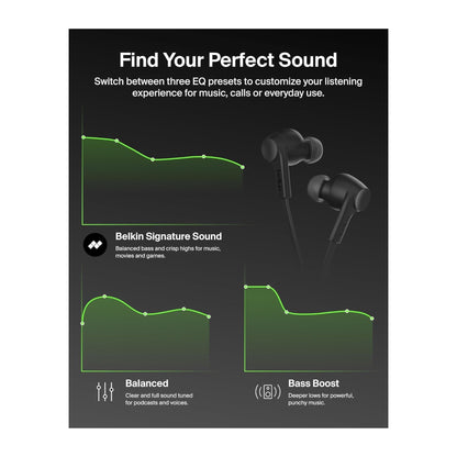 Belkin SoundForm USB-C In-Ear Earphones with ANC at xStore in Qatar, Built-in microphone with noise reduction for clear calls.