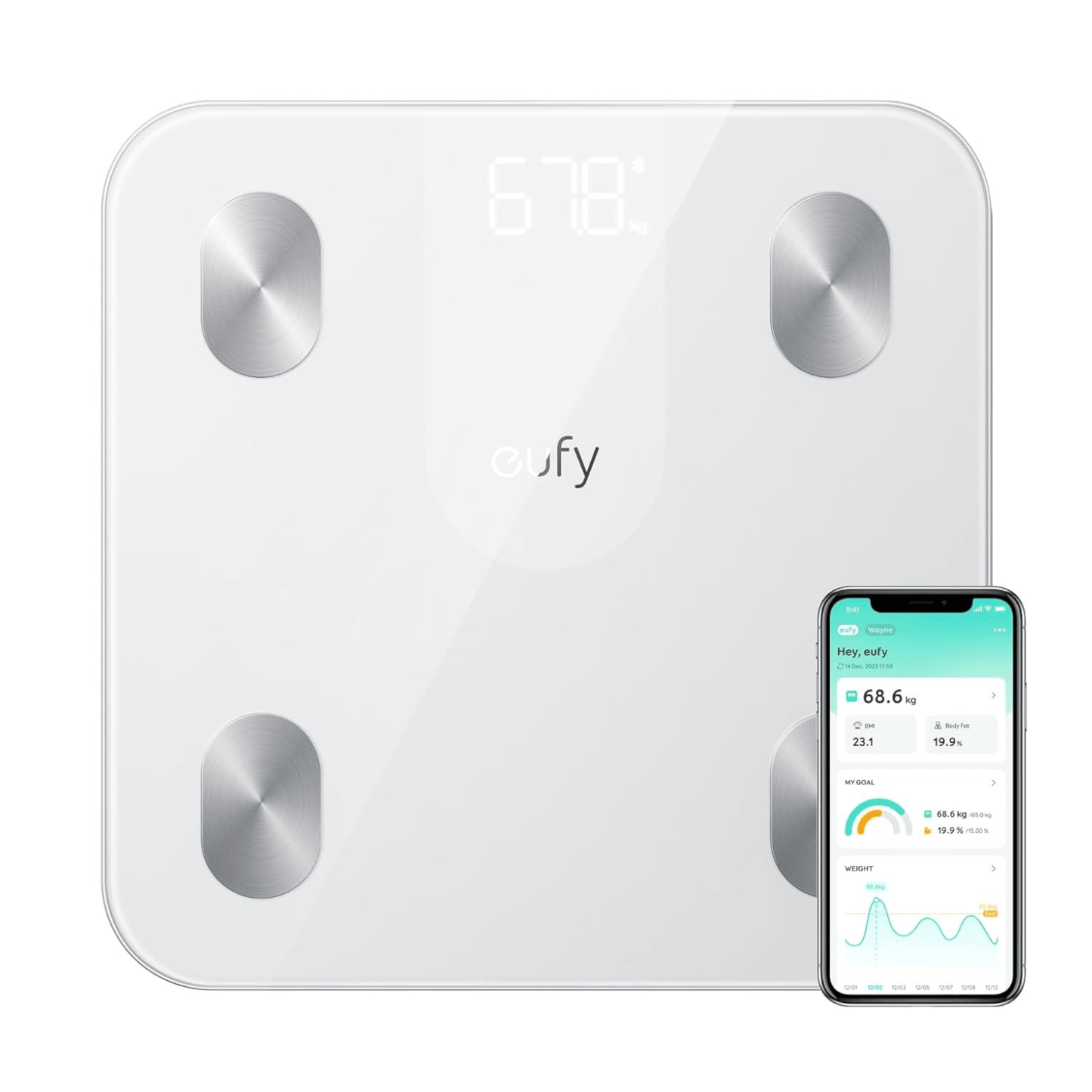 Track your fitness journey with Eufy Smart Scale, at xStore in Qatar. immediate readings of weight, body fat, muscle mass & more.