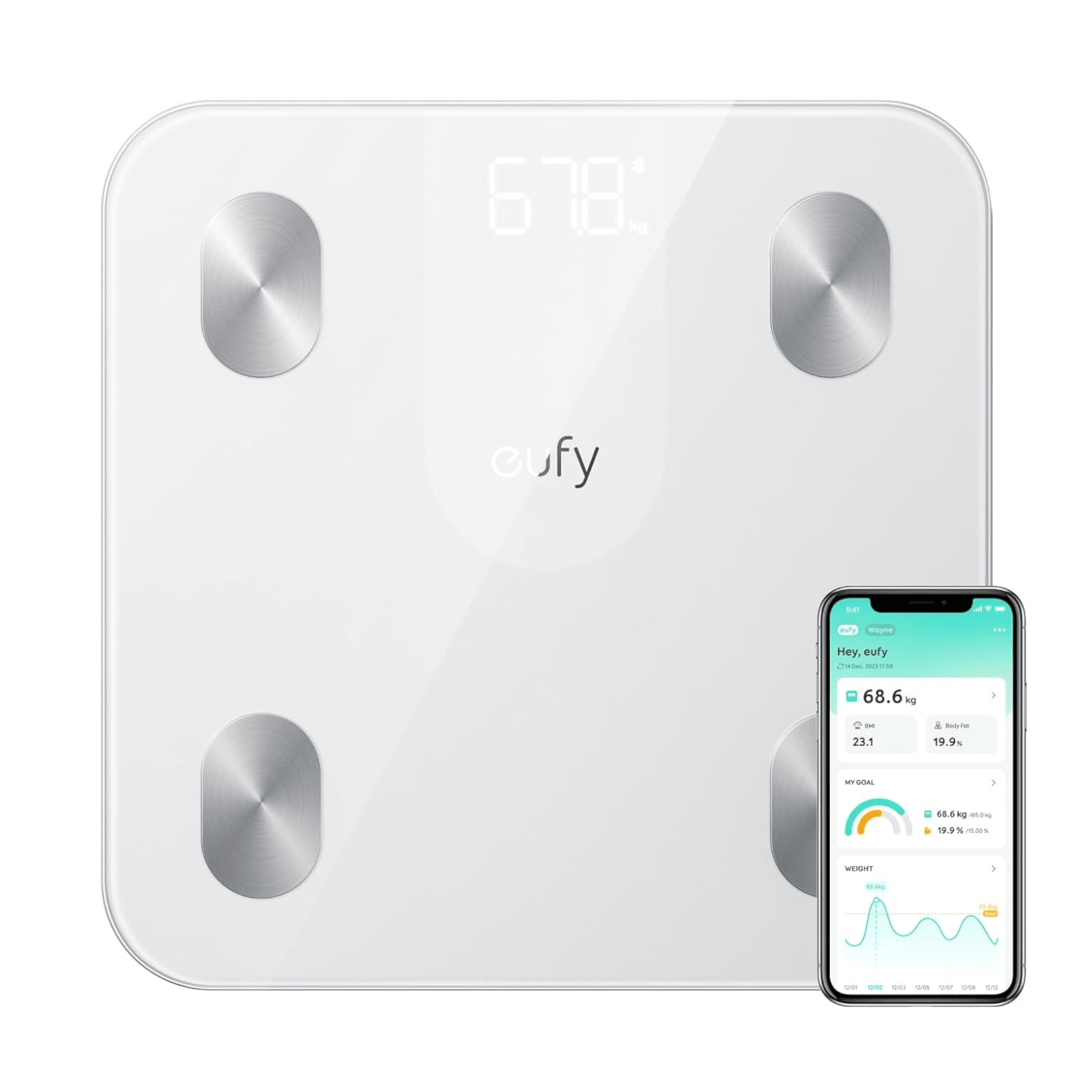 Track your fitness journey with Eufy Smart Scale, at xStore in Qatar. immediate readings of weight, body fat, muscle mass & more.