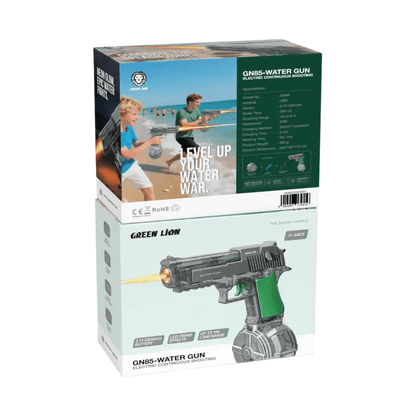 Green Lion GN85 Electric Water Gun, Up to 9m shooting range, 320mL water tank, Fast charging. xStore in Qatar.