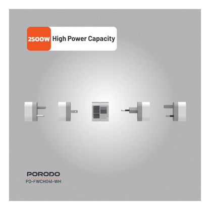 Porodo 150+ Countries Universal AC Adapter 2500W in Qatar. Universal travel adapter works in 150+ countries worldwide.