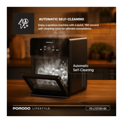 Porodo Ice Maker 10kg Per Day, Quiet operation perfect for home or office.