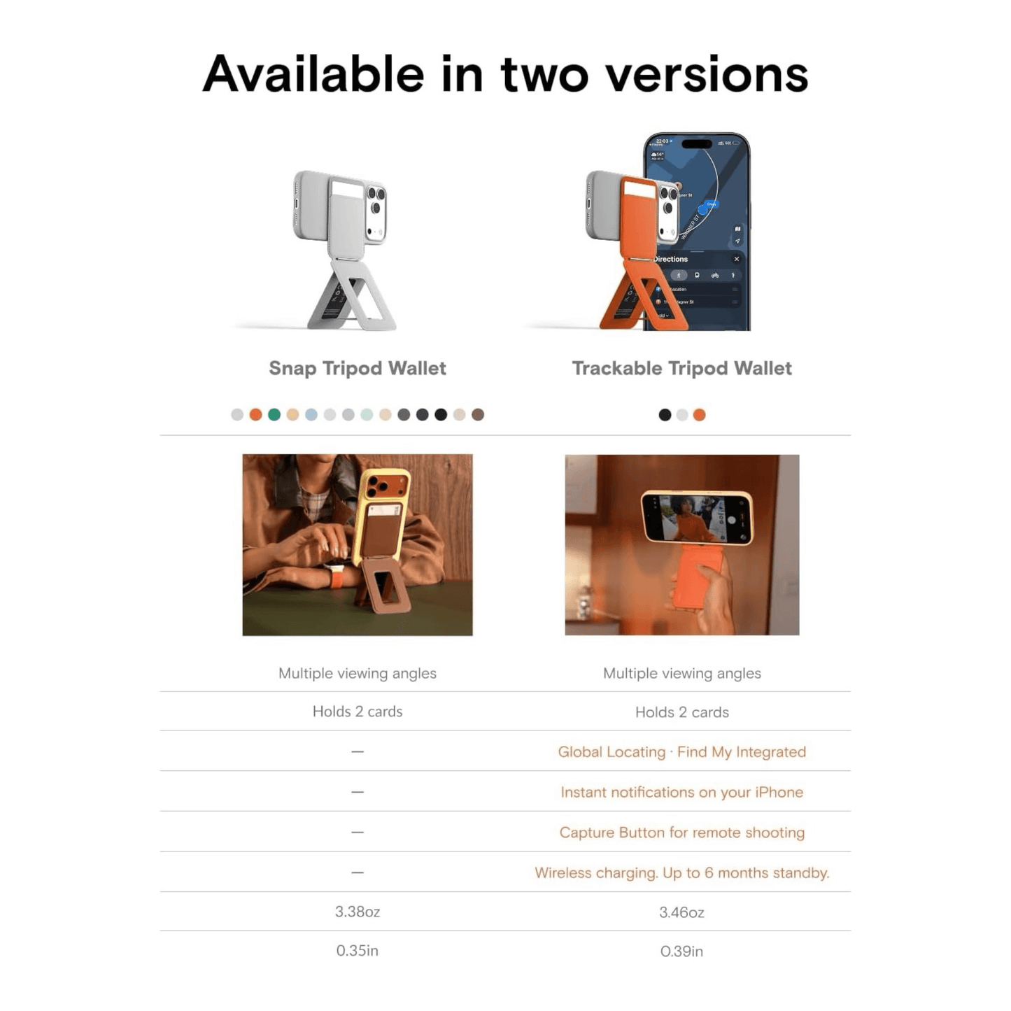 ‫ستاند موفت ثلاثي القوائم مع محفظة وتتبع Find My من اكس ستور في قطر. يدعم ماج سيف، تصميم نحيف ومغناطيسي وشحن لاسلكي. 