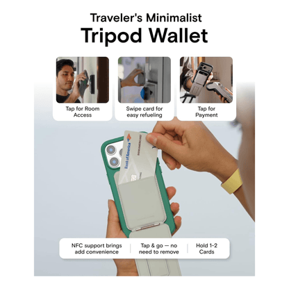 MOFT Trackable MagSafe Wallet Tripod Stand with Find My, Built-in capture button for shooting via Bluetooth. 