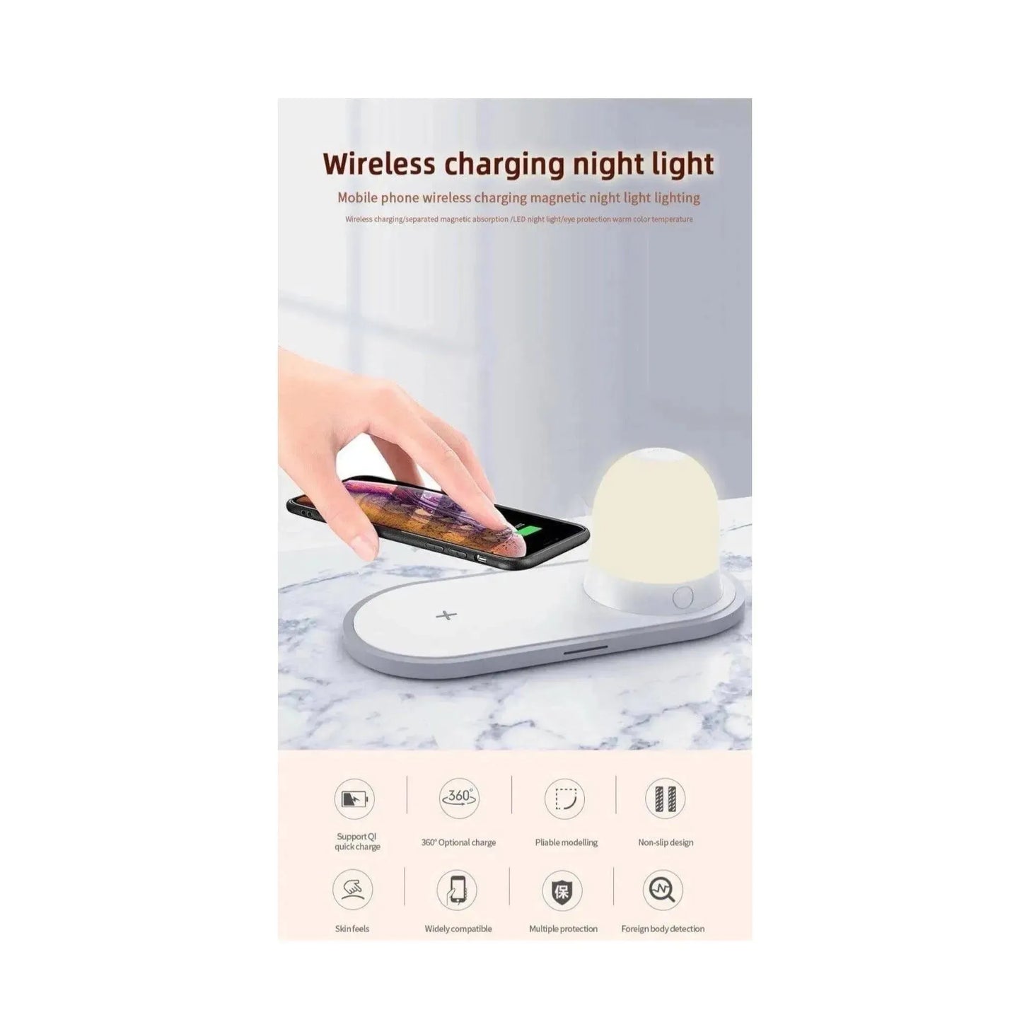 Wireless Charging with LED - Convenient charger with LED light indicator, sleek and efficient,, available at xStore in Qatar.