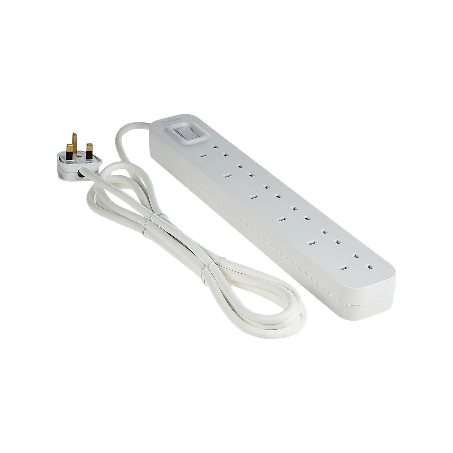 2. Belkin power extension strip 6 ports, slim design and 3 meter cord for electronics and chargers, available at xStore in Qatar.