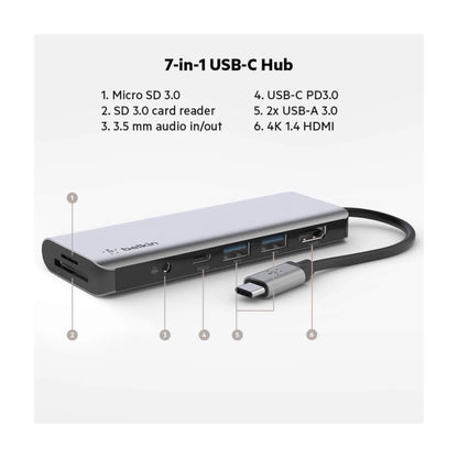 ‫وصلة بيلكن USB-C ٧ منافذ