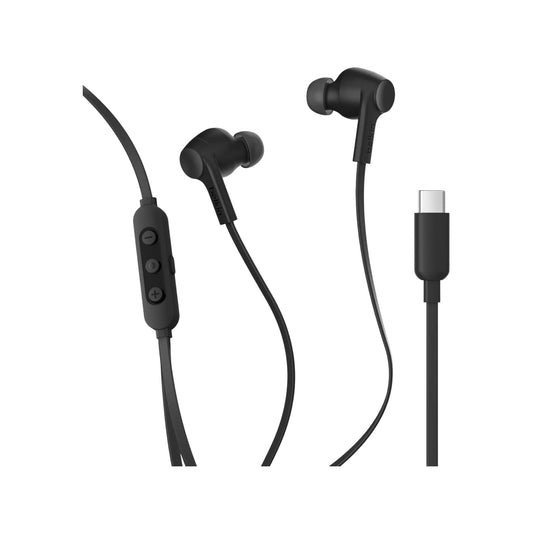 Belkin SoundForm USB-C In-Ear Earphones with ANC at xStore in Qatar, Built-in microphone with noise reduction for clear calls.