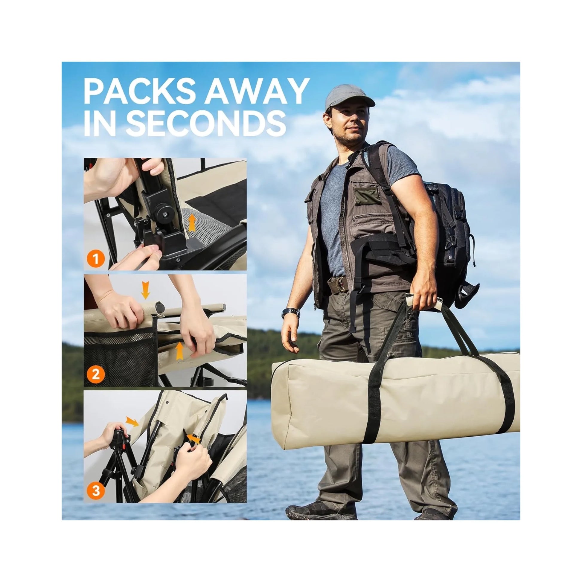 Folding Camping Chair with Footrest, Premium folding camping chair with detachable footrest, available at xStore.qa in Qatar.