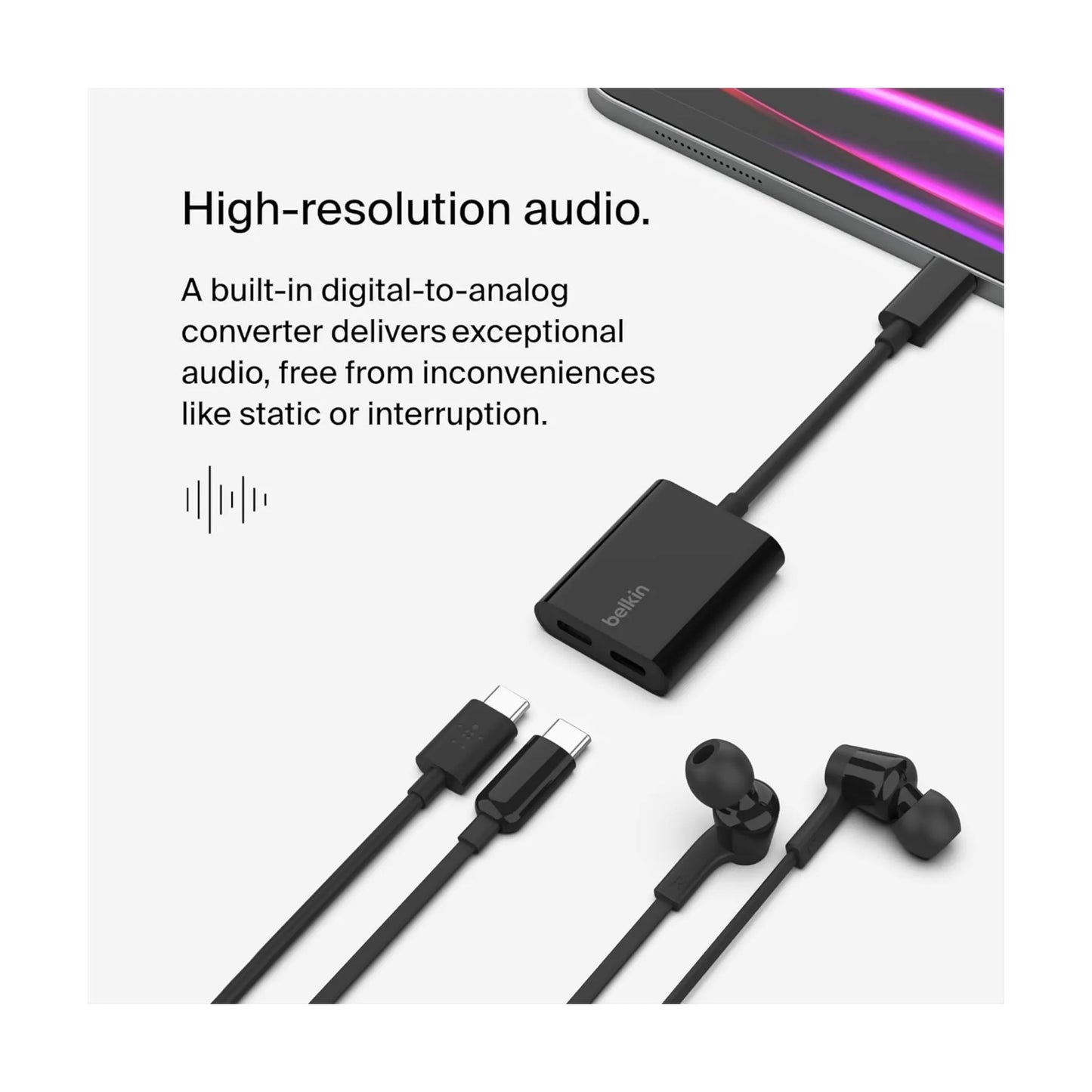 Belkin USB-C Audio + Charge Adapter - Black