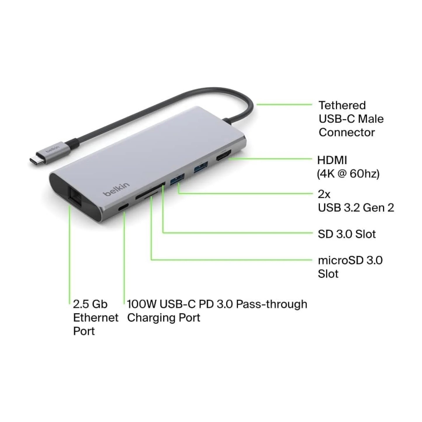 ‫وصلة بيلكن USB-C ٧ منافذ