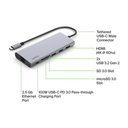 ‫وصلة بيلكن USB-C ٧ منافذ