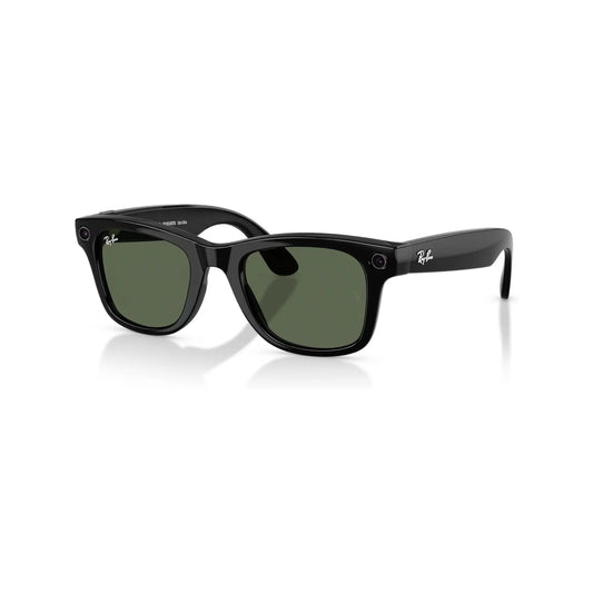 Get Ray-Ban Meta Wayfarer (Gen2) Shiny Black / Green - Large from xStore in Qatar, 12MP camera with Ultra HD recording.