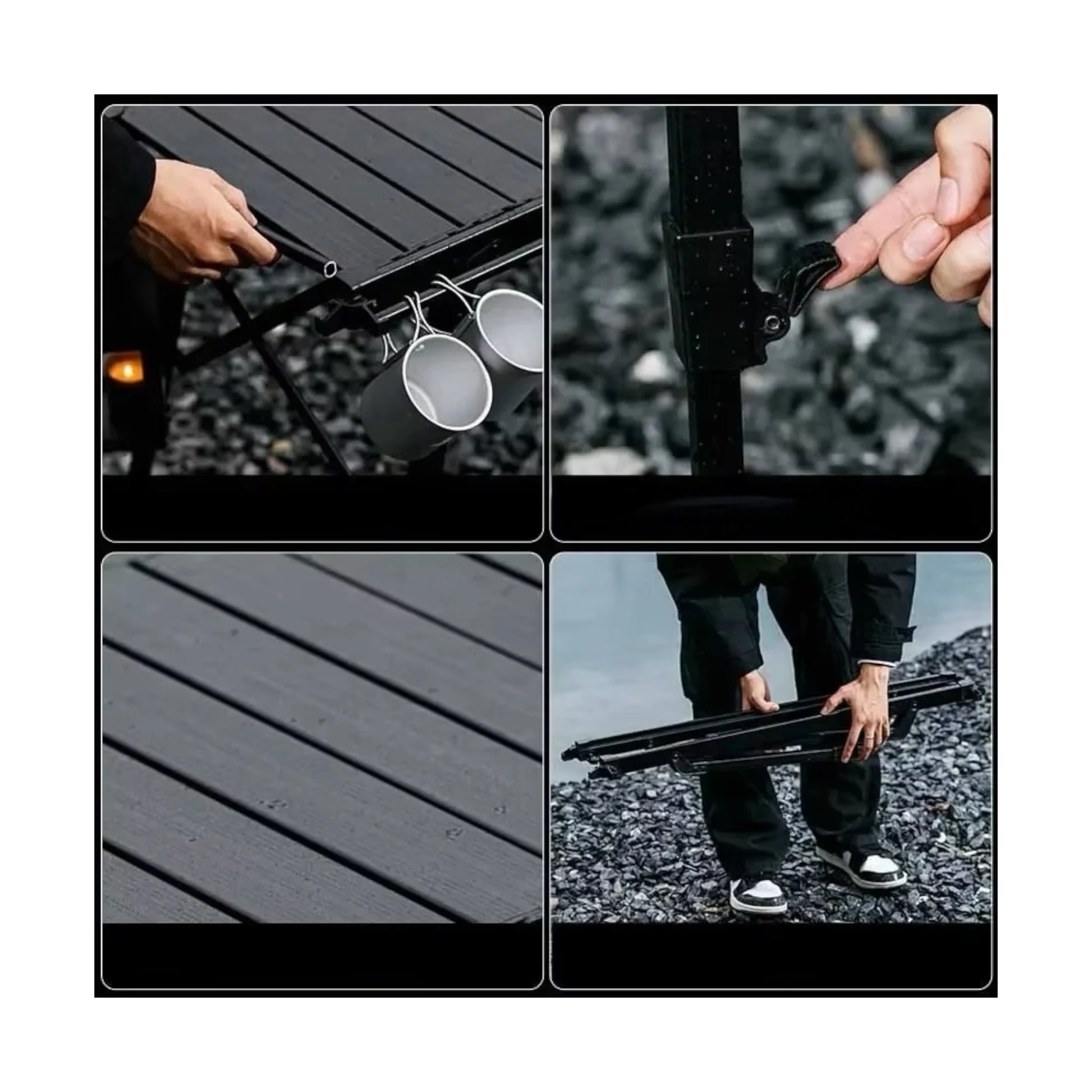 Folding Table with Grill / Stove, Durable folding camping table with adjustable height 43–64 cm, at xStore.qa in Qatar.