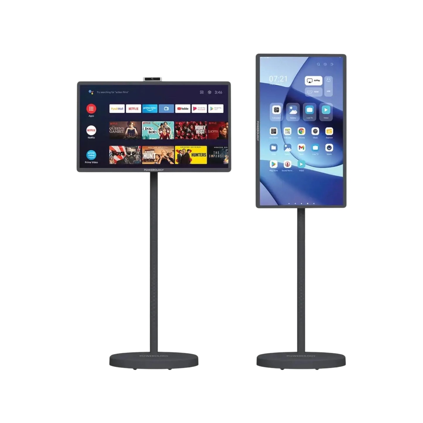 Powerology 32” Portable Android Smart Monitor, Android 15 operating system, Full HD display، Available now from xStore in Qatar.