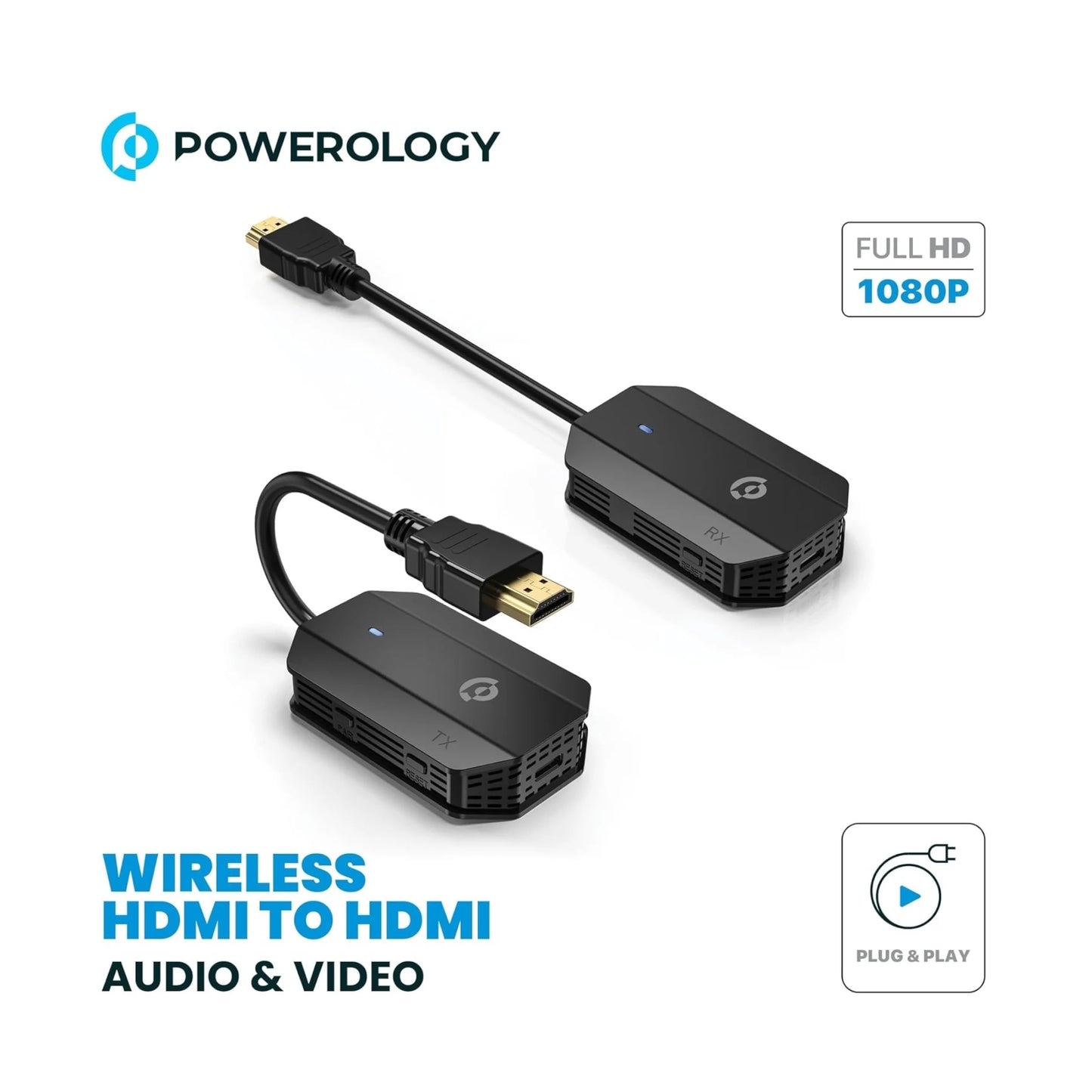 Powerology Wireless HDMI to HDMI Adaptor, No complicated setups or software installations required, at xStore.qa, Qatar.