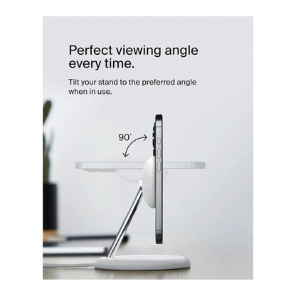 Belkin 3-in-1 Wireless Charging Stand with MagSafe, Qi2, fast charge for AirPods, Apple Watch, available at xStore.qa in Qatar.