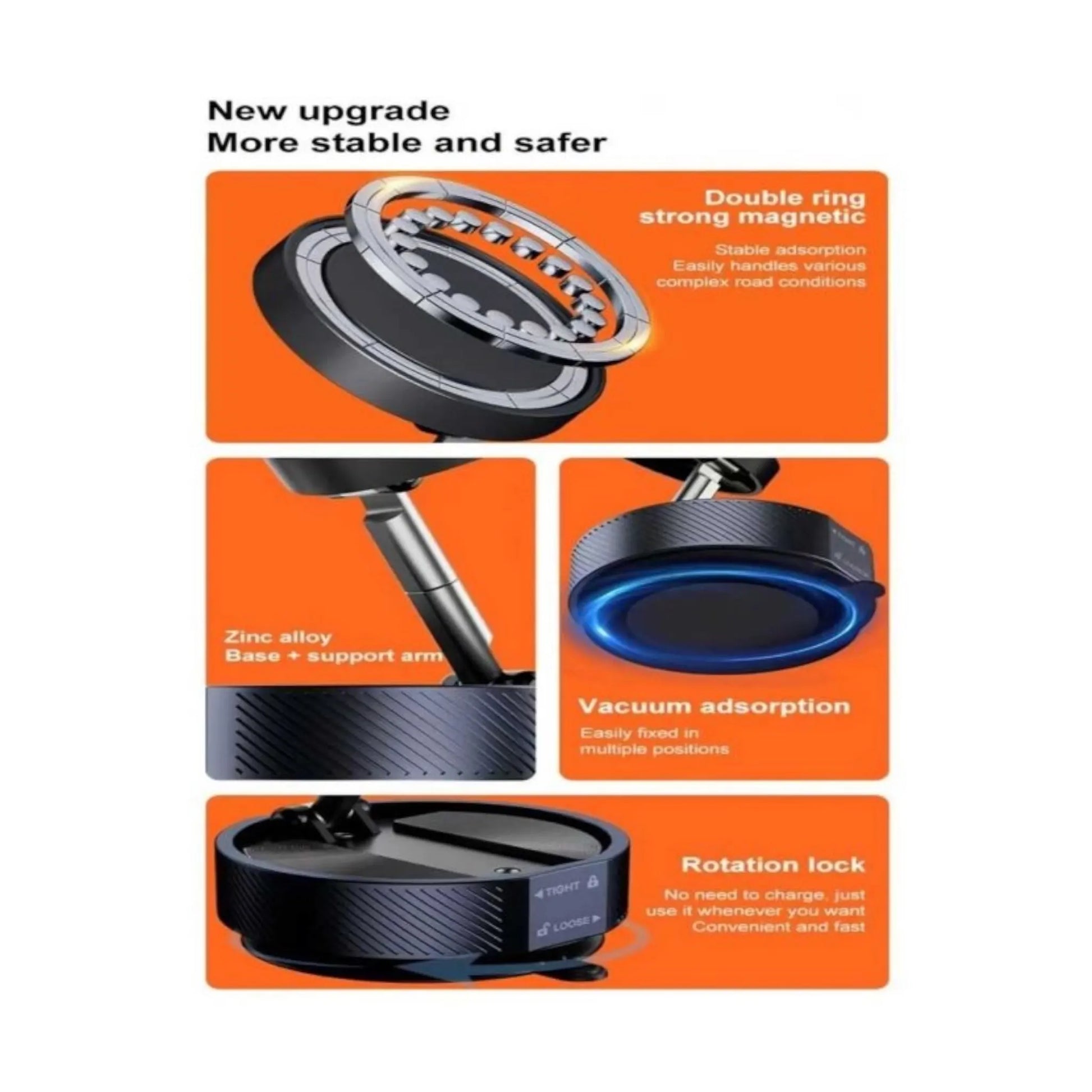‫360° Magnetic Car Phone Mount with Vacuum Suction‬, strong magnet + vacuum suction, Available now from xStore.qa, Qatar.