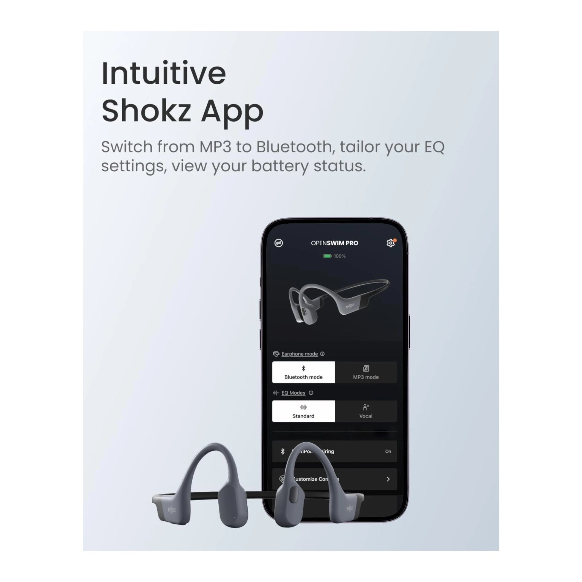 SHOKZ OpenSwim Pro - Grey, Open-Ear Design for Safety&Comfort, Bluetooth & MP3 Dual Modes, at xStore.qa in Qatar.