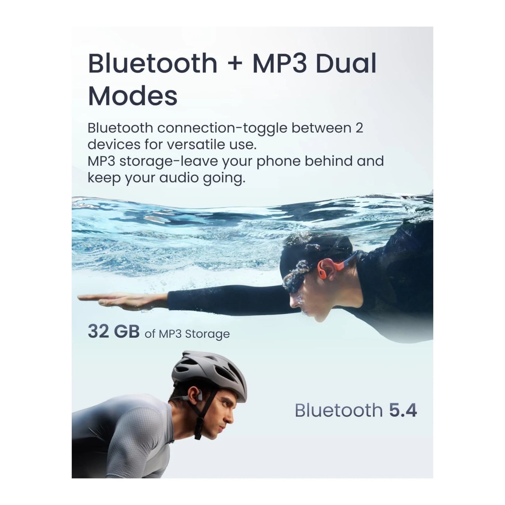SHOKZ OpenSwim Pro - Grey, Open-Ear Design for Safety&Comfort, Bluetooth & MP3 Dual Modes, at xStore.qa in Qatar.