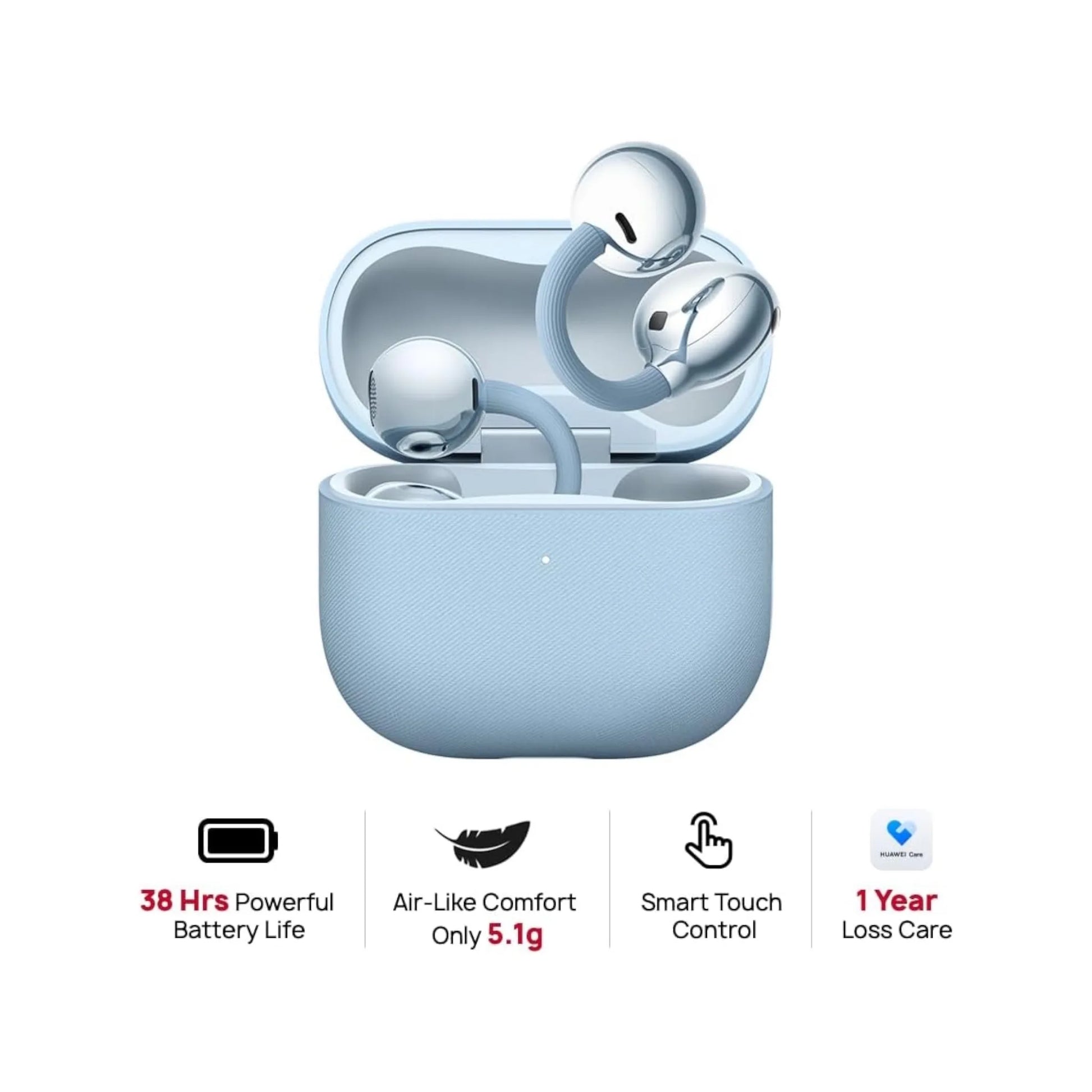 ‫احصل على سماعة هواوي FreeClip 2 من اكس ستور في قطر. تصميم Open-Ear مريح، بطارية حتى ٣٨ ساعة، مكالمات واضحة، مقاومة IP57. 