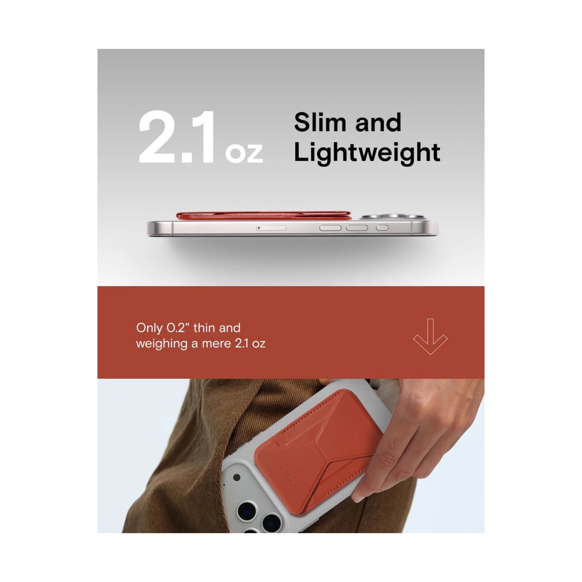 MOFT magnetic wallet stand in clay, with angle adjustment & Magsafe. Available now from xStore.qa in Qatar.