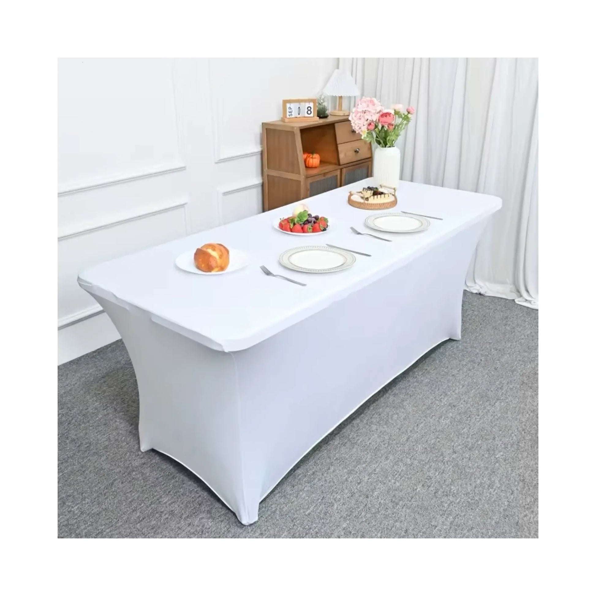 Spandex Rectangular Tablecloth, Made of high-quality spandex fabric, Wrinkle-resistant, easy to clean, Available Now at xStore.qa