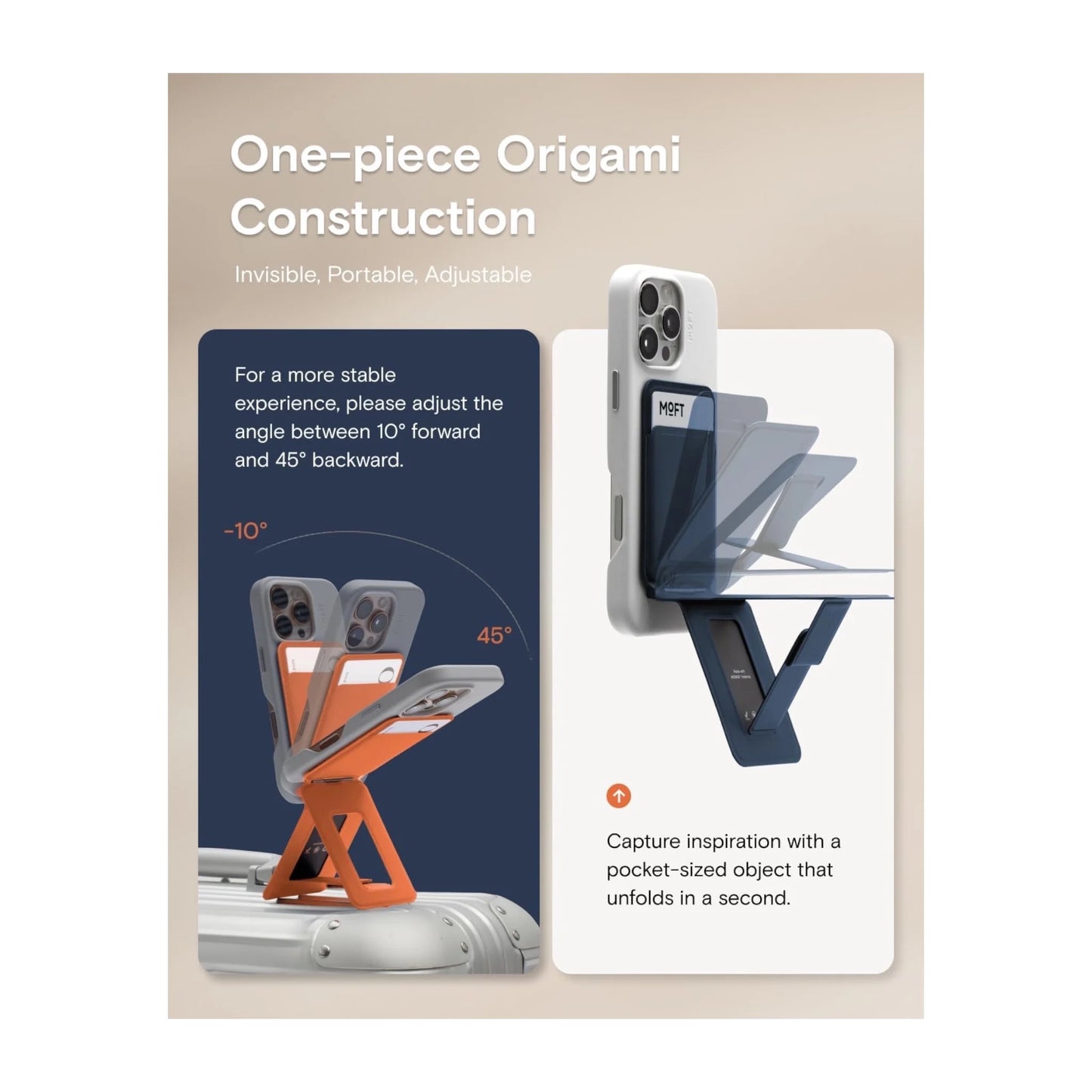 Get MOFT Phone Tripod Stand - Magsafe at xStore in Qatar, comfort on any surface, Precise angle adjustment for multi-scenario.