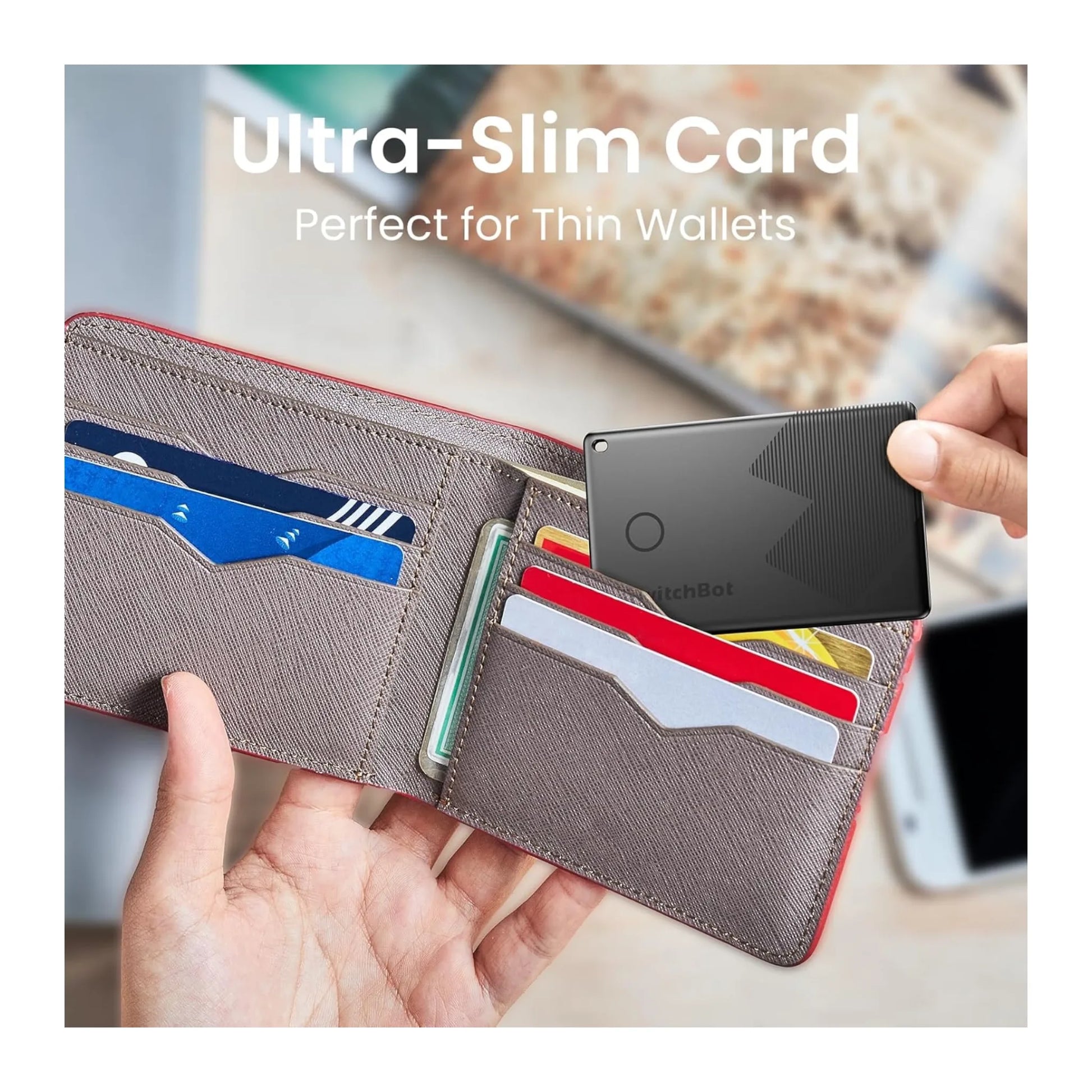SwitchBot Wallet Tracker Card - Works with Apple Find My. IP67 water-resistant for everyday use. xStore in Qatar.