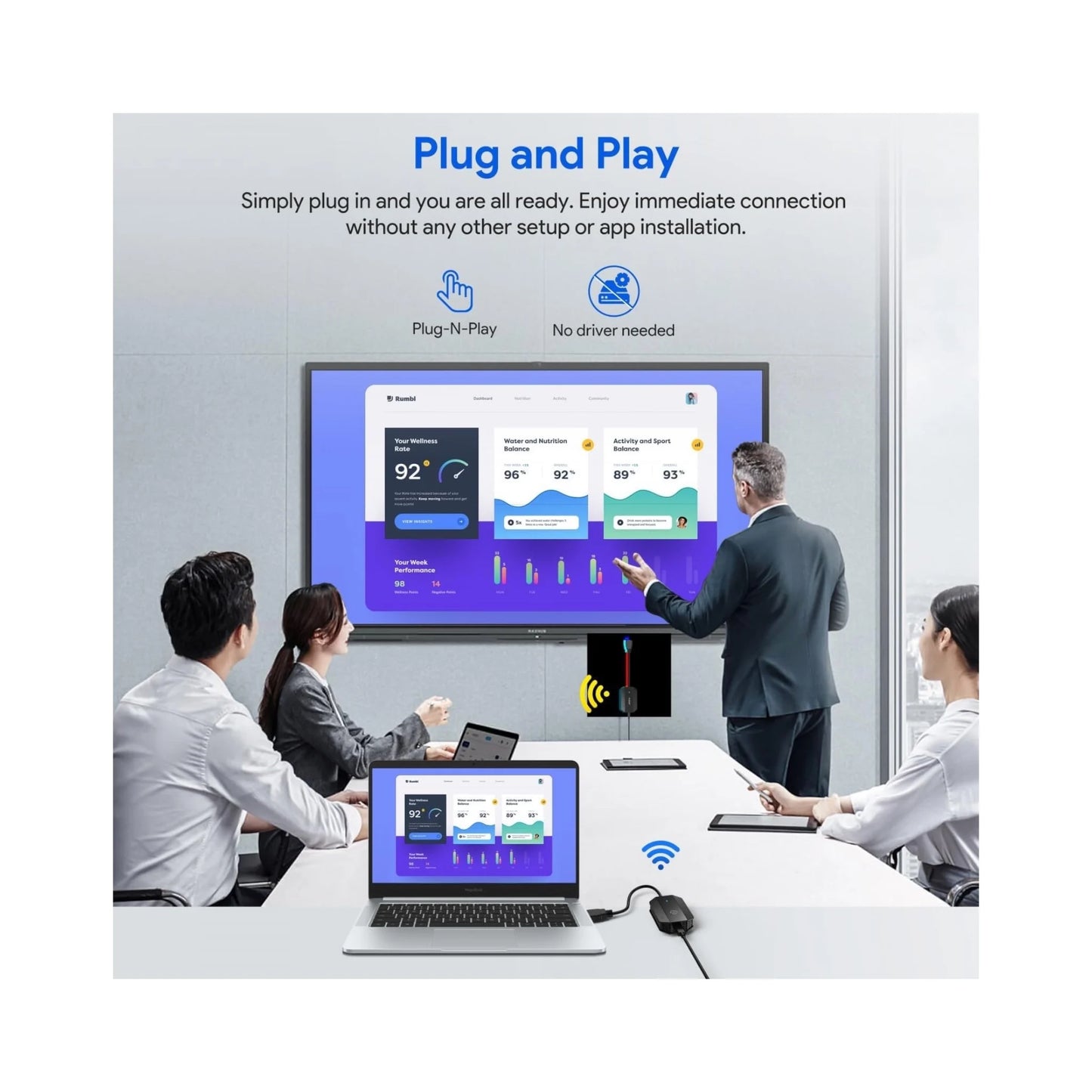 Powerology Wireless HDMI Adaptor, With an impressive 30-Meter (98-foot) transmission range, at xStore.qa in Qatar.