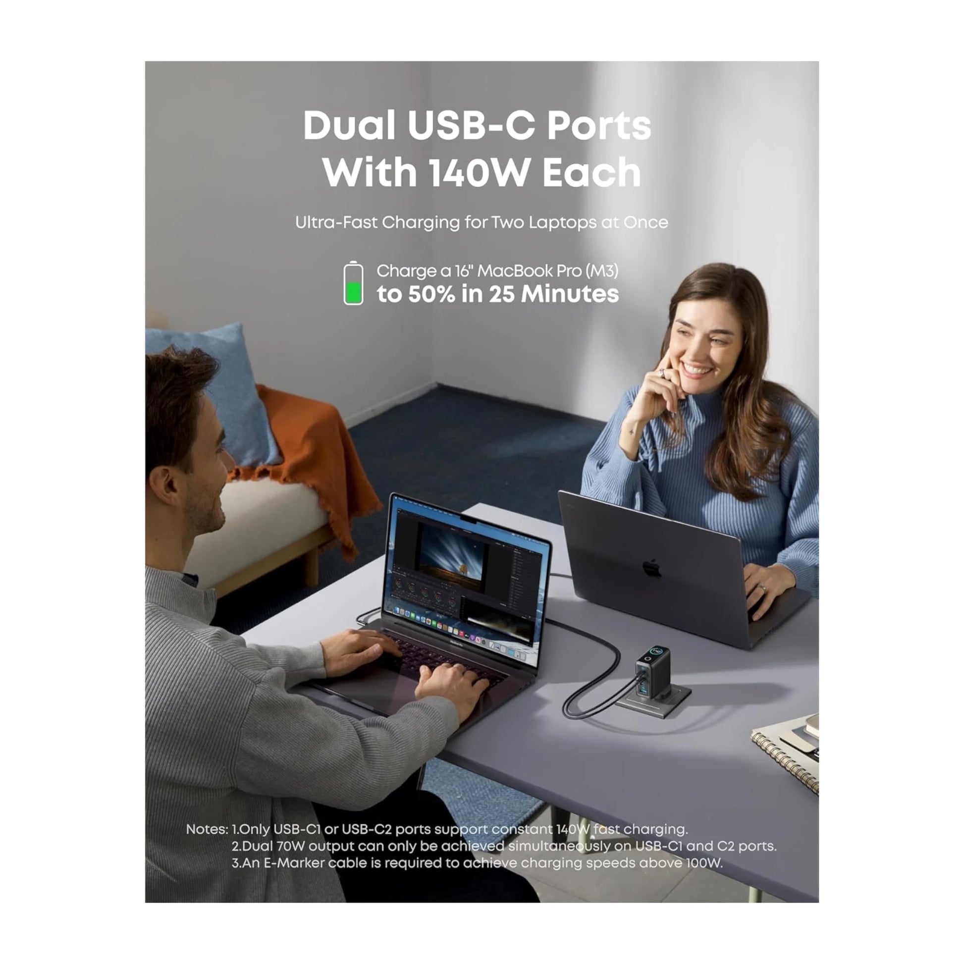 Anker 140W 4-Port GaN Fast Charger, Enjoy convenience of powering 4 devices with GaN technology. in Qatar at xStore.qa