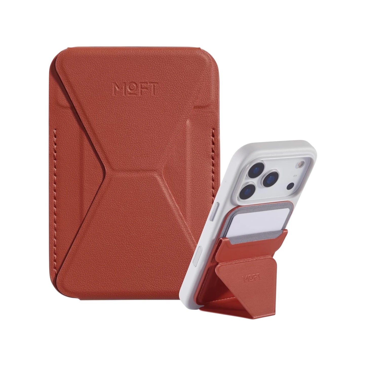 MOFT magnetic wallet stand in clay, with angle adjustment & Magsafe. Available now from xStore.qa in Qatar.