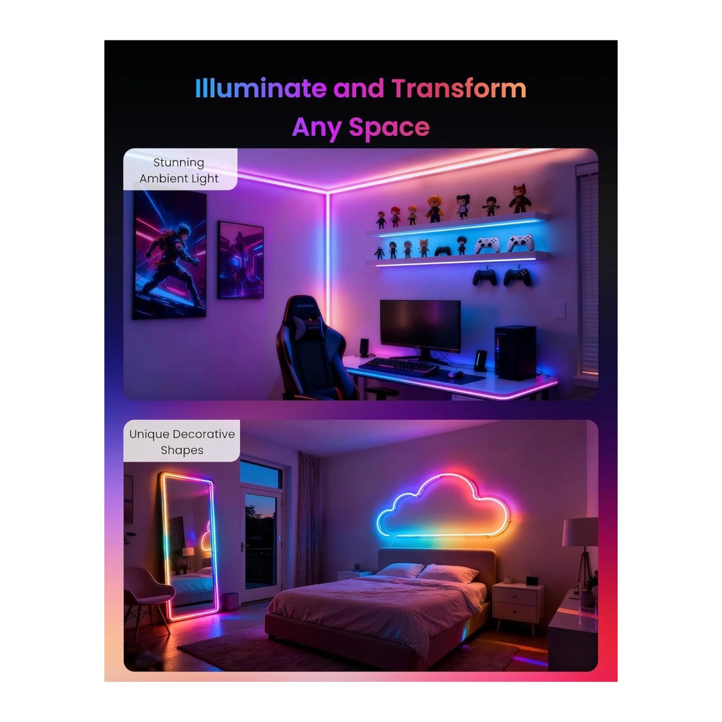 Get SwitchBot RGBIC Neon Rope Light 5M from xStore in Qatar, allows multiple colors simultaneously with dynamic effects.