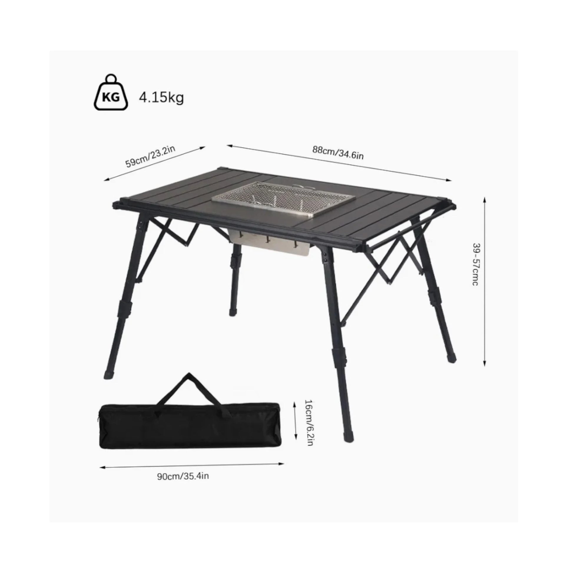 ‫احصل على طاولة تخييم قابلة للطي من اكس ستور في قطر. ألومنيوم متين، وزن ٤ كجم، ارتفاع قابل للتعديل، مثالية للطبخ، النزهات. 