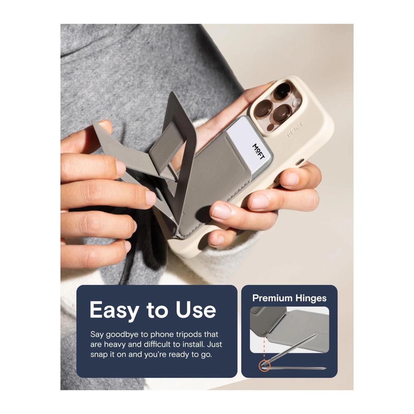 Get MOFT Phone Tripod Stand - Magsafe at xStore in Qatar, comfort on any surface, Precise angle adjustment for multi-scenario.