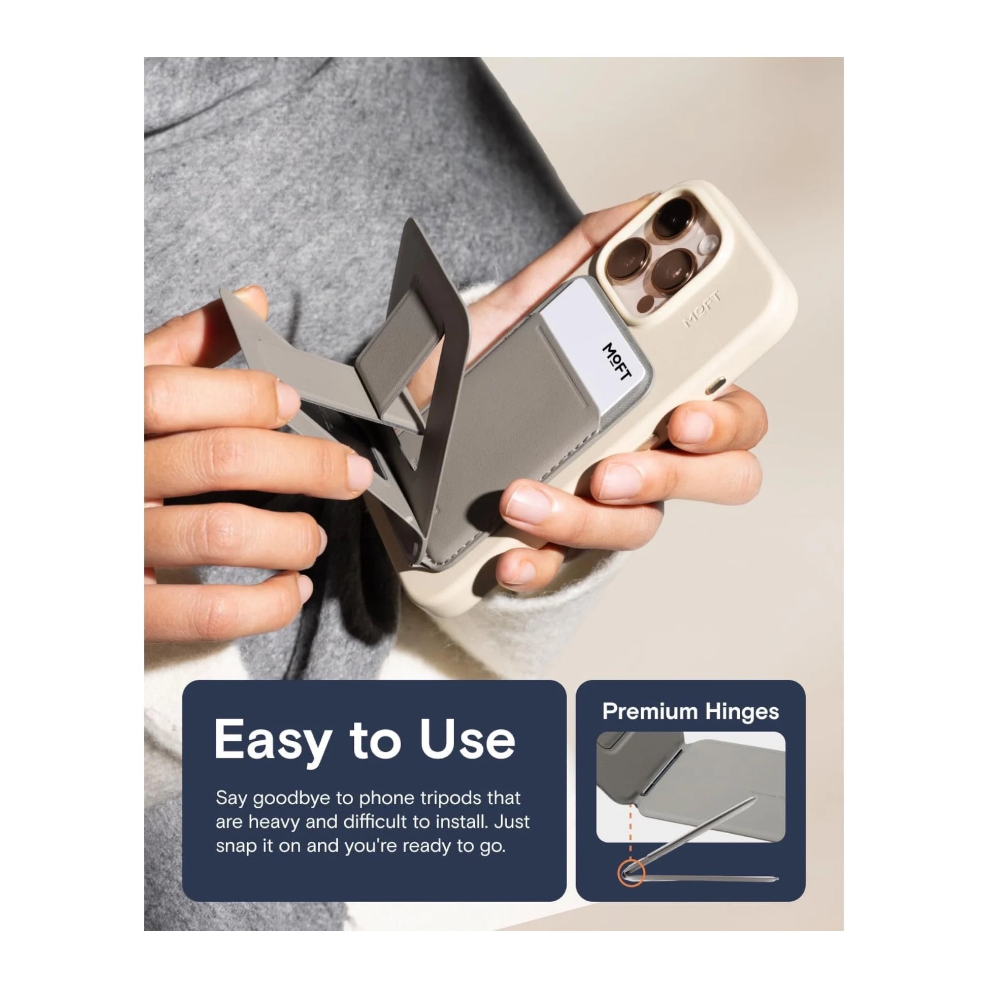 Get MOFT Phone Tripod Stand - Magsafe at xStore in Qatar, comfort on any surface, Precise angle adjustment for multi-scenario.