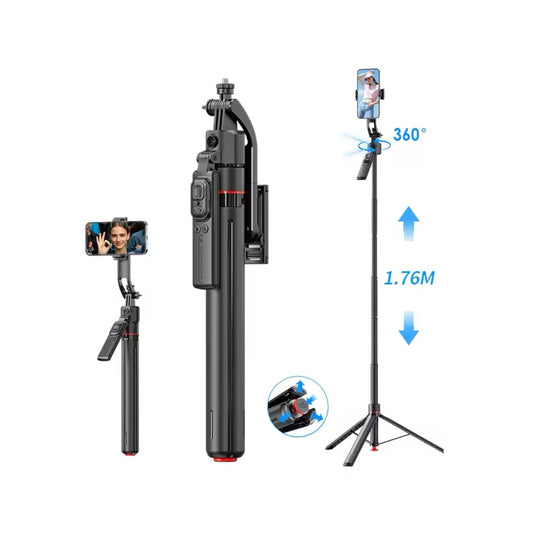 Tracking Gimbal Selfie Stick Tripod, Detachable remote control and phone clip, Available now from xStore.qa in Qatar.