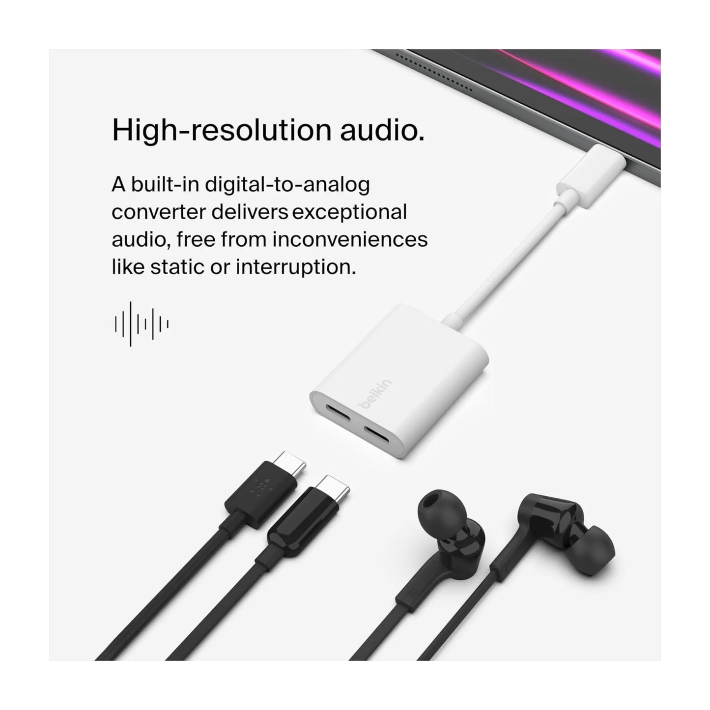 Belkin USB-C Audio + Charge Adapter - White
