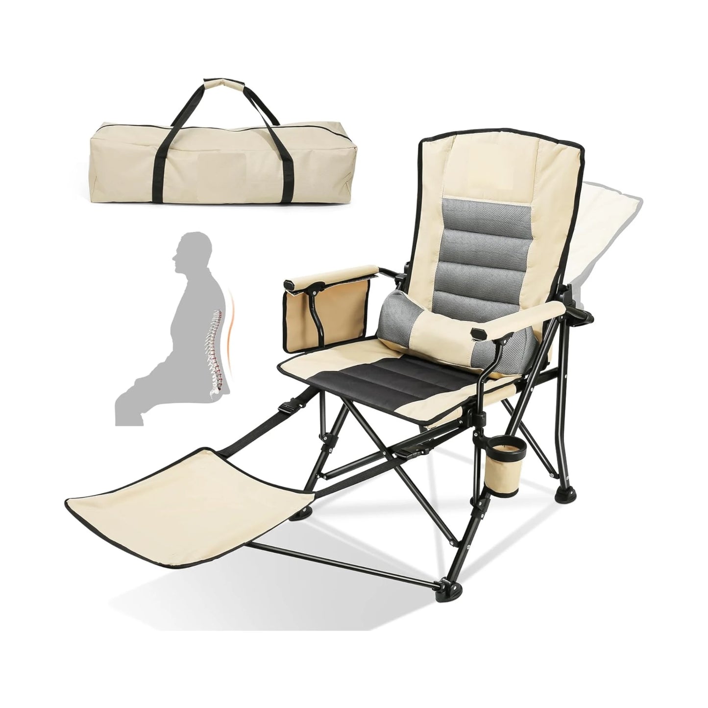 Folding Camping Chair with Footrest, Premium folding camping chair with detachable footrest, available at xStore.qa in Qatar.