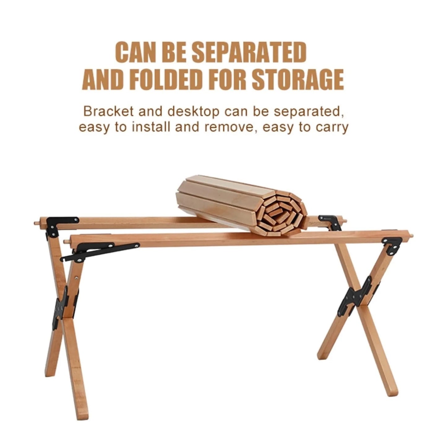 Portable Wooden Folding Camping Table, Made of weatherproof acacia wood for durability, Available Now From xStore.qa Qatar.